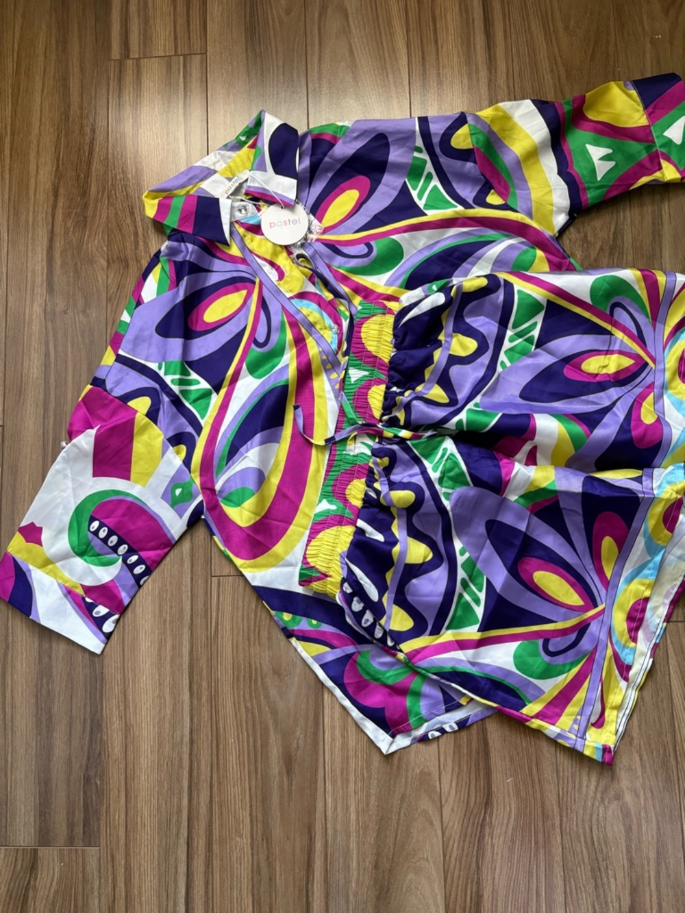 Vibrant Retro Print Button-Up Shirt & Short Set